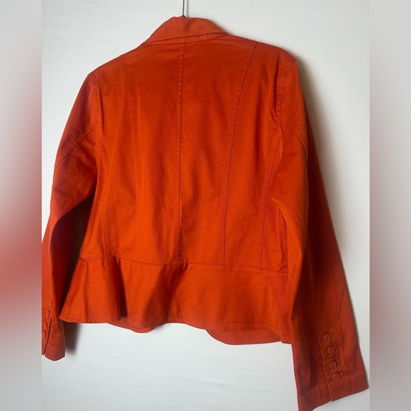 ❗️ Orange Button up business casual cotton jacket size large Hannah Stretch - Picture 7 of 9